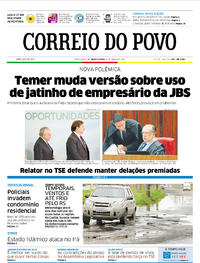Capa do jornal Correio do Povo 08/06/2017