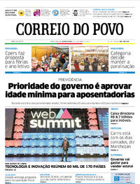 Capa do jornal Correio do Povo 08/11/2017