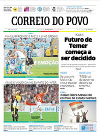 Capa do jornal Correio do Povo 10/07/2017