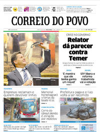 Capa do jornal Correio do Povo 11/07/2017
