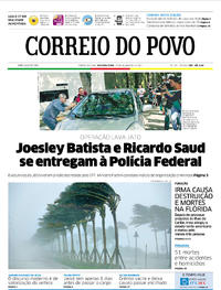 Capa do jornal Correio do Povo 11/09/2017