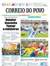 Capa do jornal Correio do Povo 11/10/2017