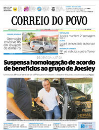 Capa do jornal Correio do Povo 12/09/2017