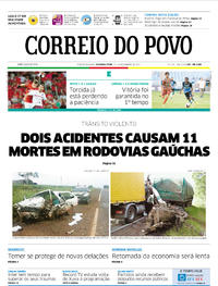 Capa do jornal Correio do Povo 13/02/2017