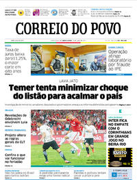 Capa do jornal Correio do Povo 13/04/2017