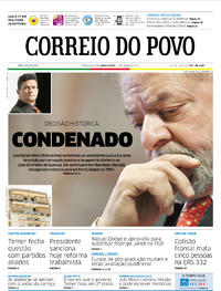 Capa do jornal Correio do Povo 13/07/2017