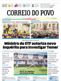 Capa do jornal Correio do Povo 13/09/2017