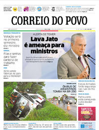 Capa do jornal Correio do Povo 14/02/2017