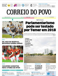 Capa do jornal Correio do Povo 14/08/2017