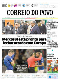 Capa do jornal Correio do Povo 14/11/2017