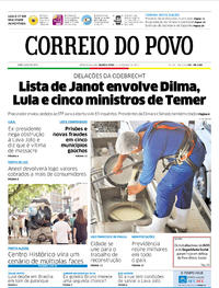 Capa do jornal Correio do Povo 15/03/2017