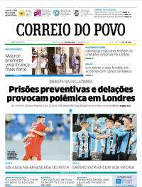 Capa do jornal Correio do Povo 15/05/2017