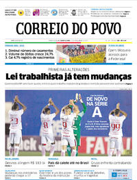 Capa do jornal Correio do Povo 15/11/2017
