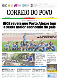 Capa do jornal Correio do Povo 15/12/2017