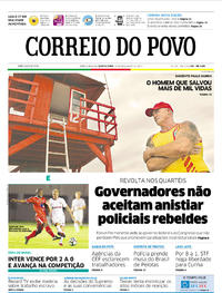 Capa do jornal Correio do Povo 16/02/2017