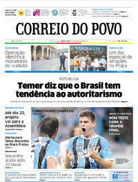 Capa do jornal Correio do Povo 16/11/2017