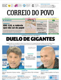 Capa do jornal Correio do Povo 16/12/2017