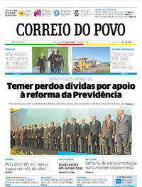 Capa do jornal Correio do Povo 17/05/2017