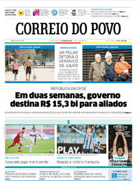 Capa do jornal Correio do Povo 17/07/2017