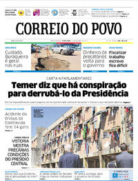 Capa do jornal Correio do Povo 17/10/2017