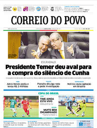 Capa do jornal Correio do Povo 18/05/2017
