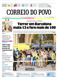 Capa do jornal Correio do Povo 18/08/2017