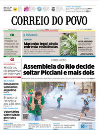 Capa do jornal Correio do Povo 18/11/2017