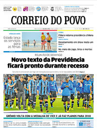 Capa do jornal Correio do Povo 18/12/2017