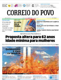 Capa do jornal Correio do Povo 19/04/2017