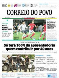 Capa do jornal Correio do Povo 20/04/2017