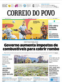 Capa do jornal Correio do Povo 20/07/2017