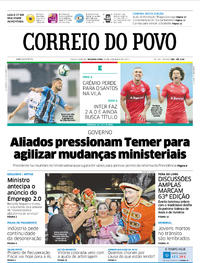 Capa do jornal Correio do Povo 20/11/2017