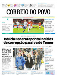 Capa do jornal Correio do Povo 21/06/2017