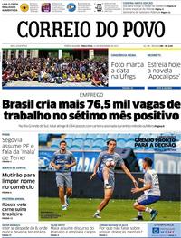 Capa do jornal Correio do Povo 21/11/2017