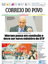 Capa do jornal Correio do Povo 22/02/2017