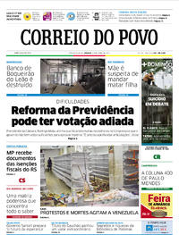 Capa do jornal Correio do Povo 22/04/2017