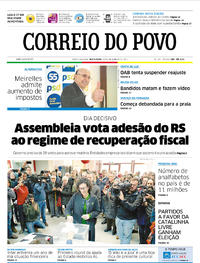 Capa do jornal Correio do Povo 22/12/2017