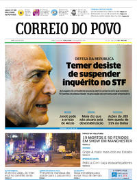 Capa do jornal Correio do Povo 23/05/2017