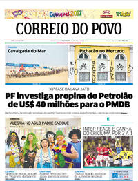 Capa do jornal Correio do Povo 24/02/2017