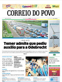 Capa do jornal Correio do Povo 25/02/2017