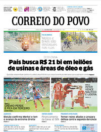 Capa do jornal Correio do Povo 25/09/2017