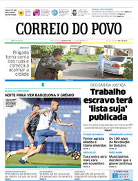 Capa do jornal Correio do Povo 25/10/2017