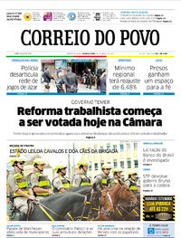 Capa do jornal Correio do Povo 26/04/2017
