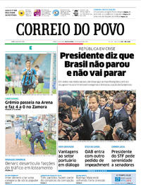 Capa do jornal Correio do Povo 26/05/2017
