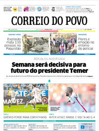Capa do jornal Correio do Povo 26/06/2017