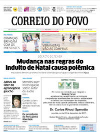Capa do jornal Correio do Povo 26/12/2017