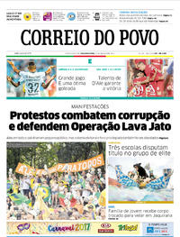 Capa do jornal Correio do Povo 27/03/2017