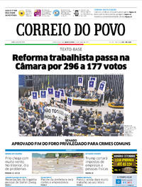 Capa do jornal Correio do Povo 27/04/2017