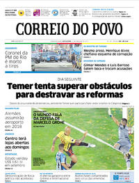 Capa do jornal Correio do Povo 27/10/2017
