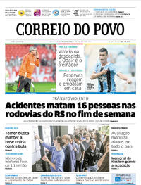 Capa do jornal Correio do Povo 27/11/2017